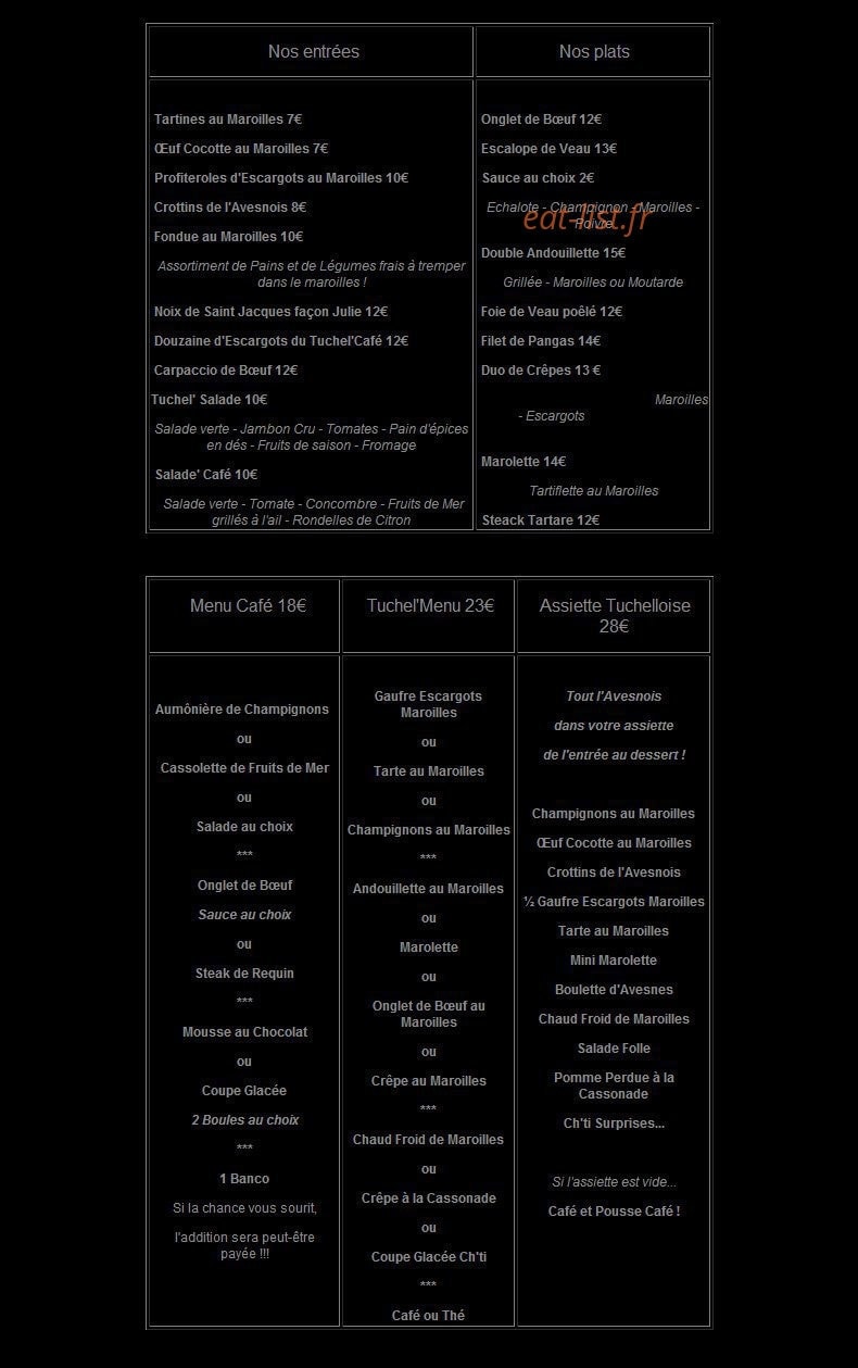 Tuchel Café — carte page 1