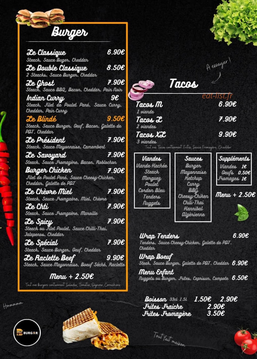 B burger — carte page 2