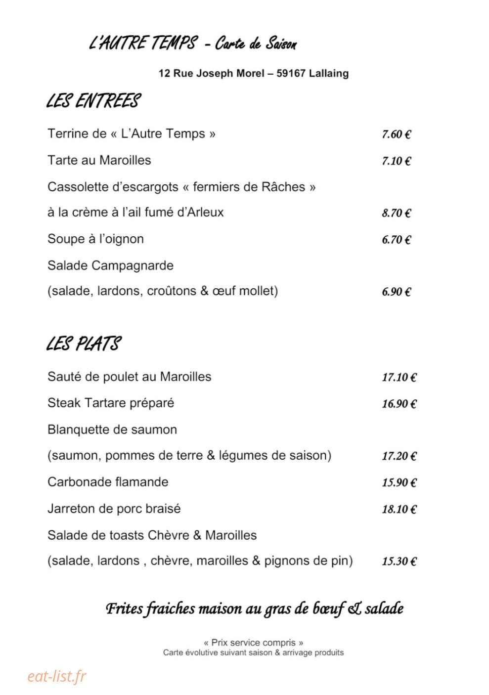 L'Autre Temps — carte page 1