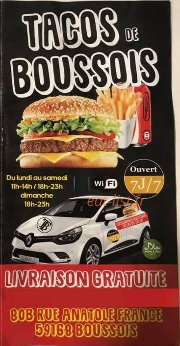 Tacos de Boussois — carte page 1