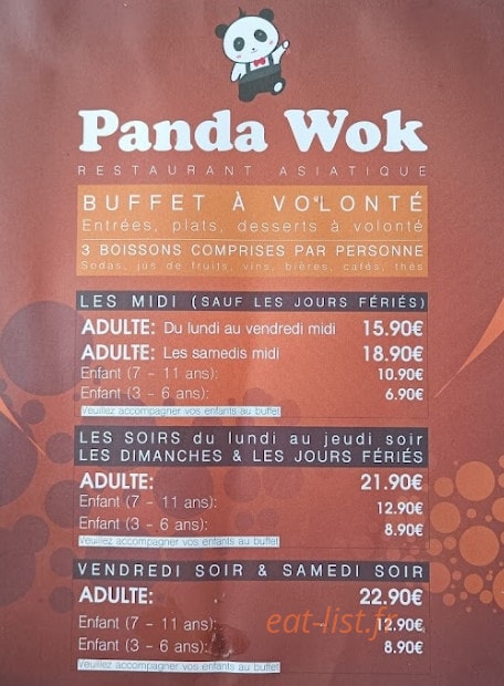 Panda wok — carte page 1