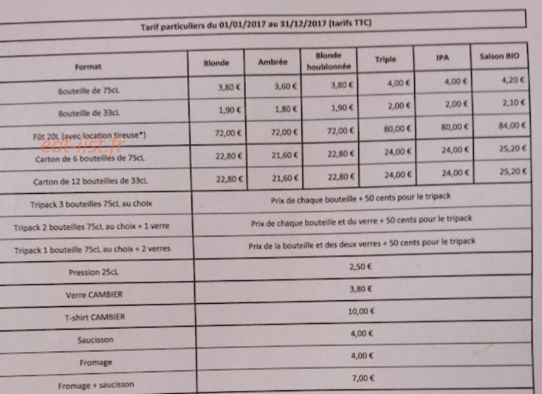 Brasserie Cambier — carte page 3