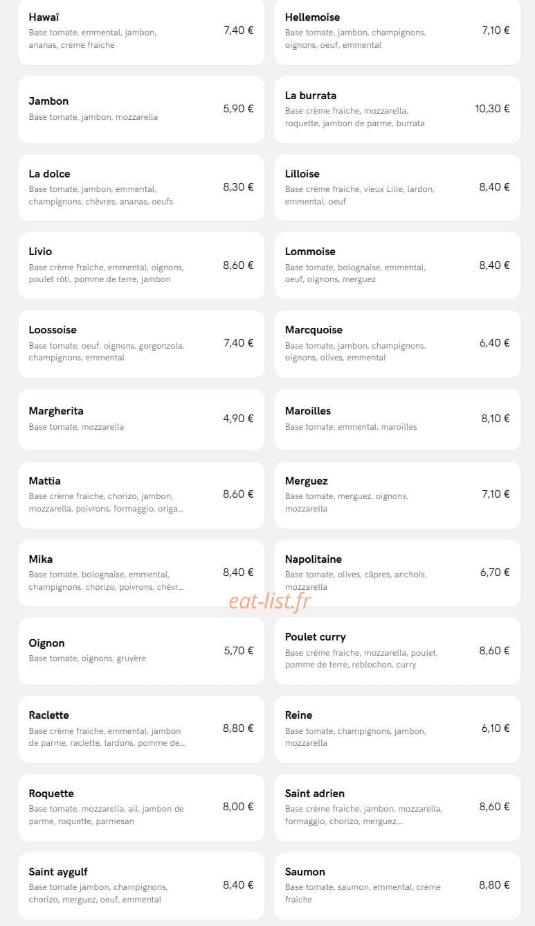 Dio Pizza — carte page 3