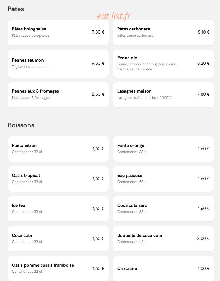 Dio Pizza — carte page 4