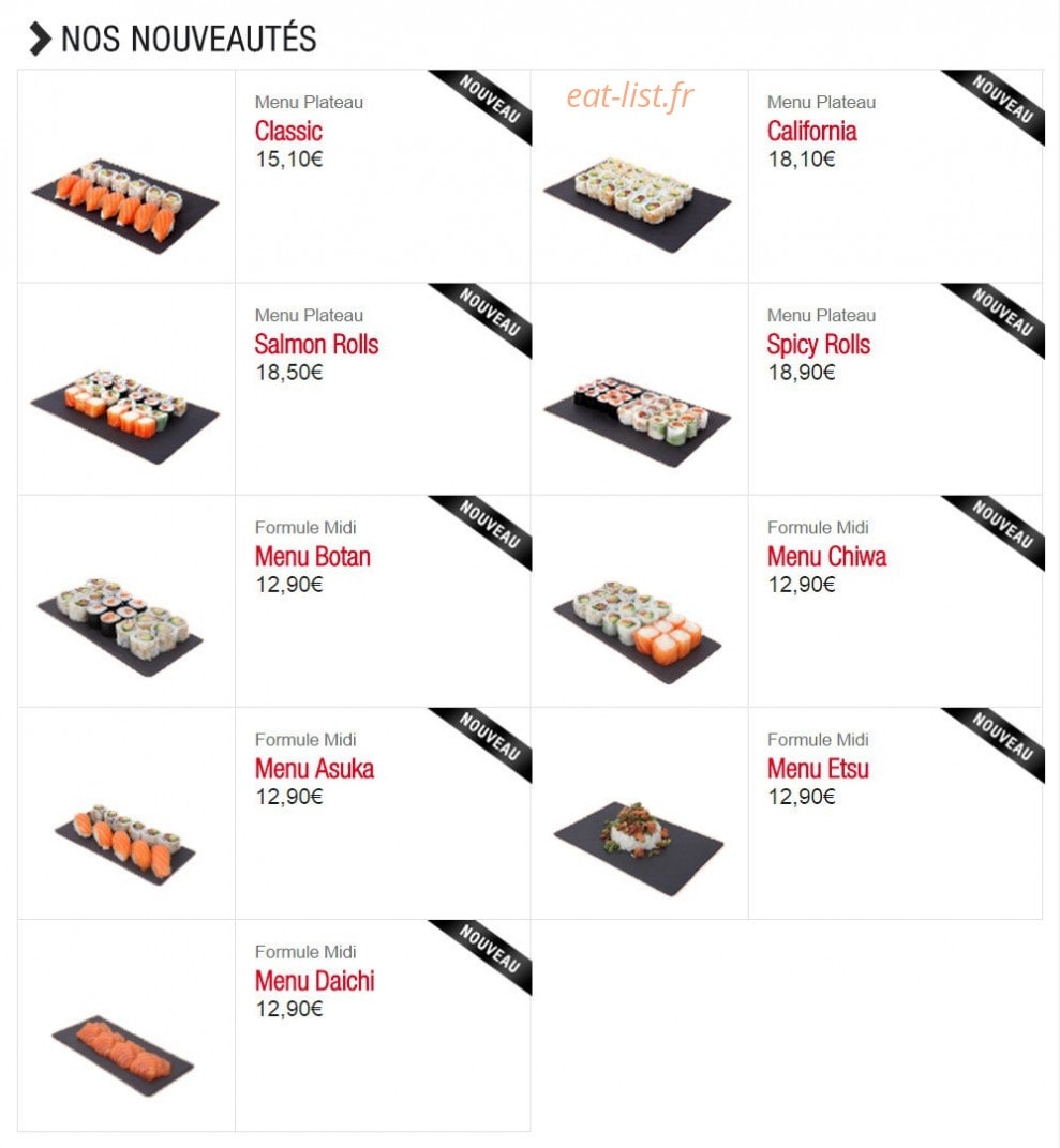 Sushi boutik — carte page 1
