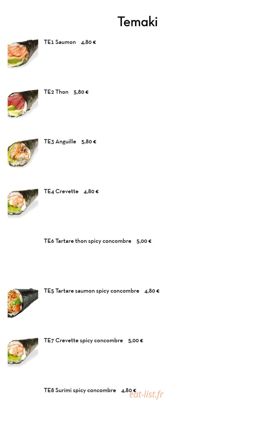 Ya-Mi Sushi — carte page 20