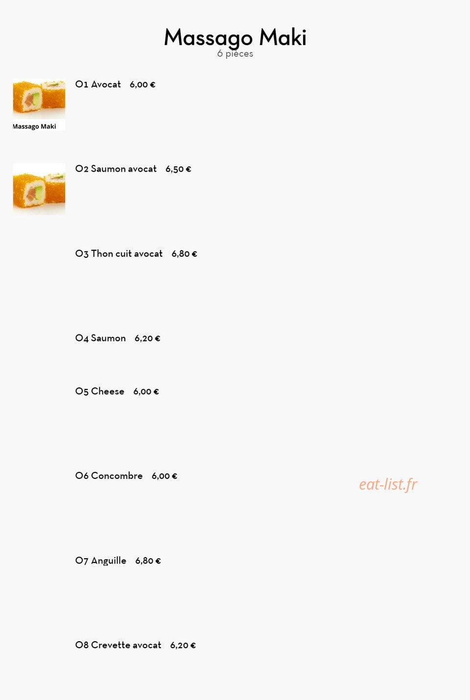Ya-Mi Sushi — carte page 15