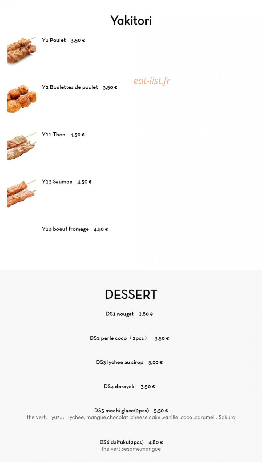 Ya-Mi Sushi — carte page 22