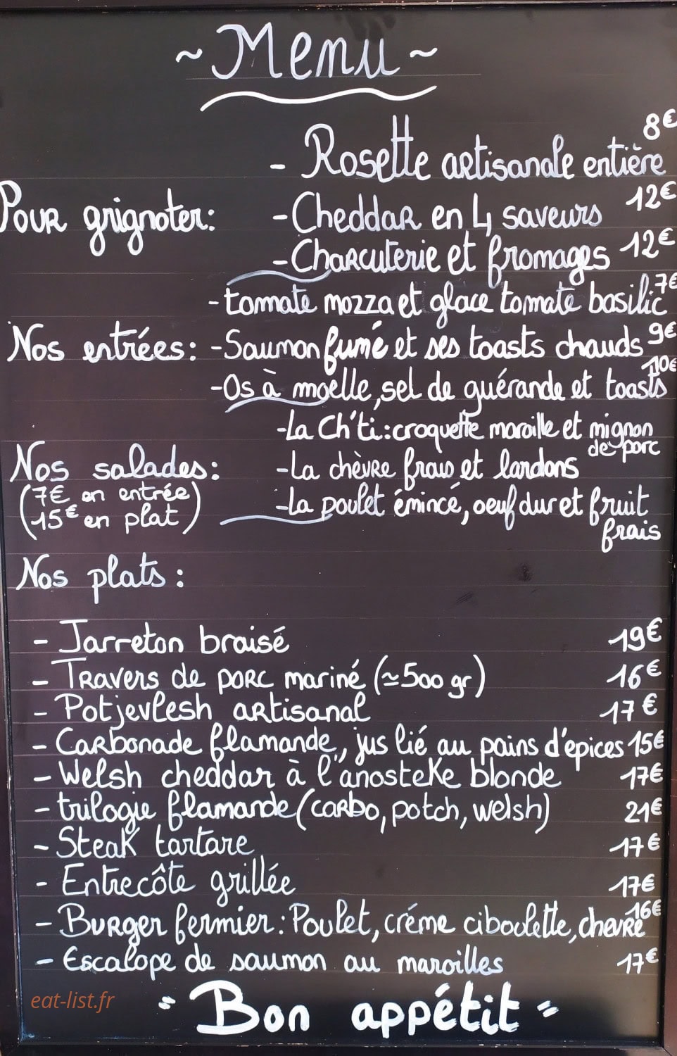 Carte et menu de Brasserie du Pays Flamand à Blaringhem — Le menu