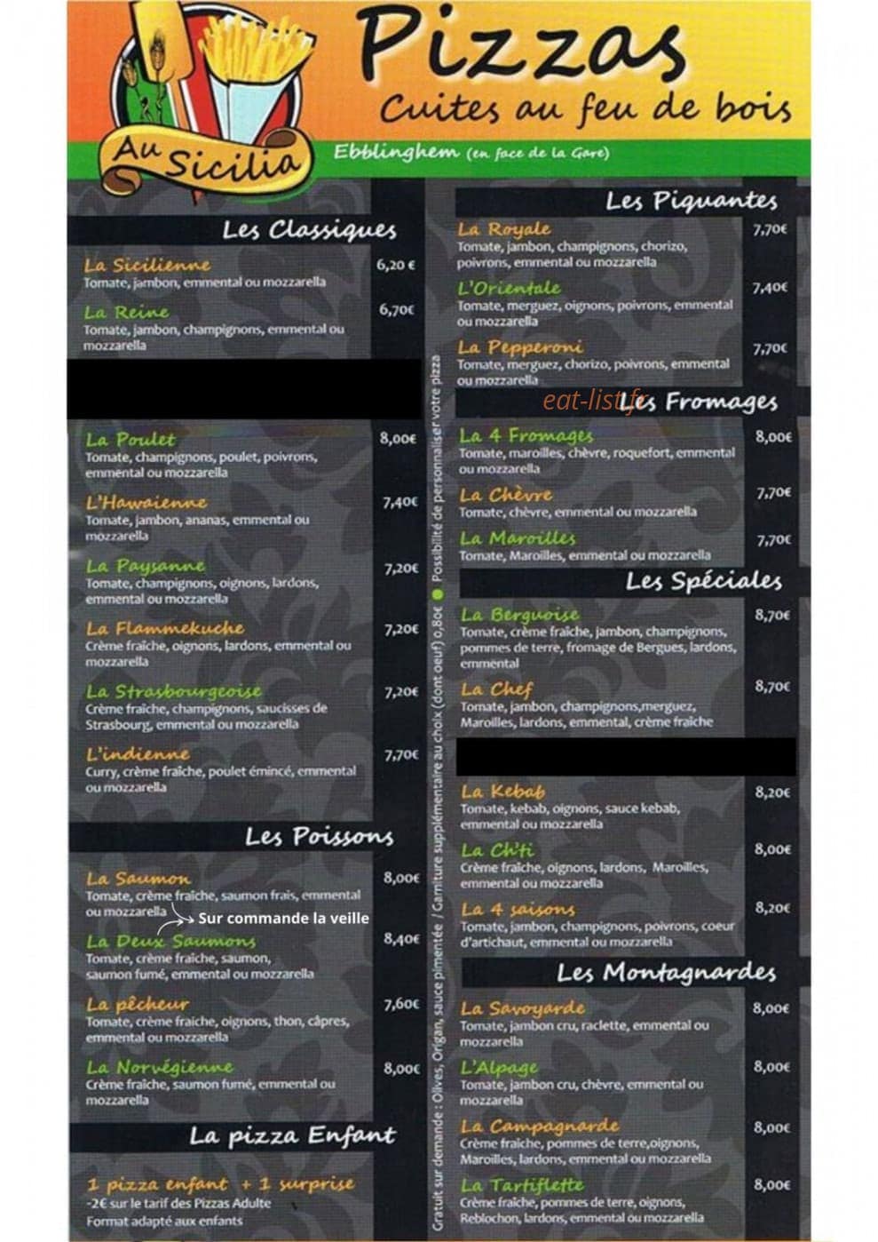 Au Sicilia — carte page 1