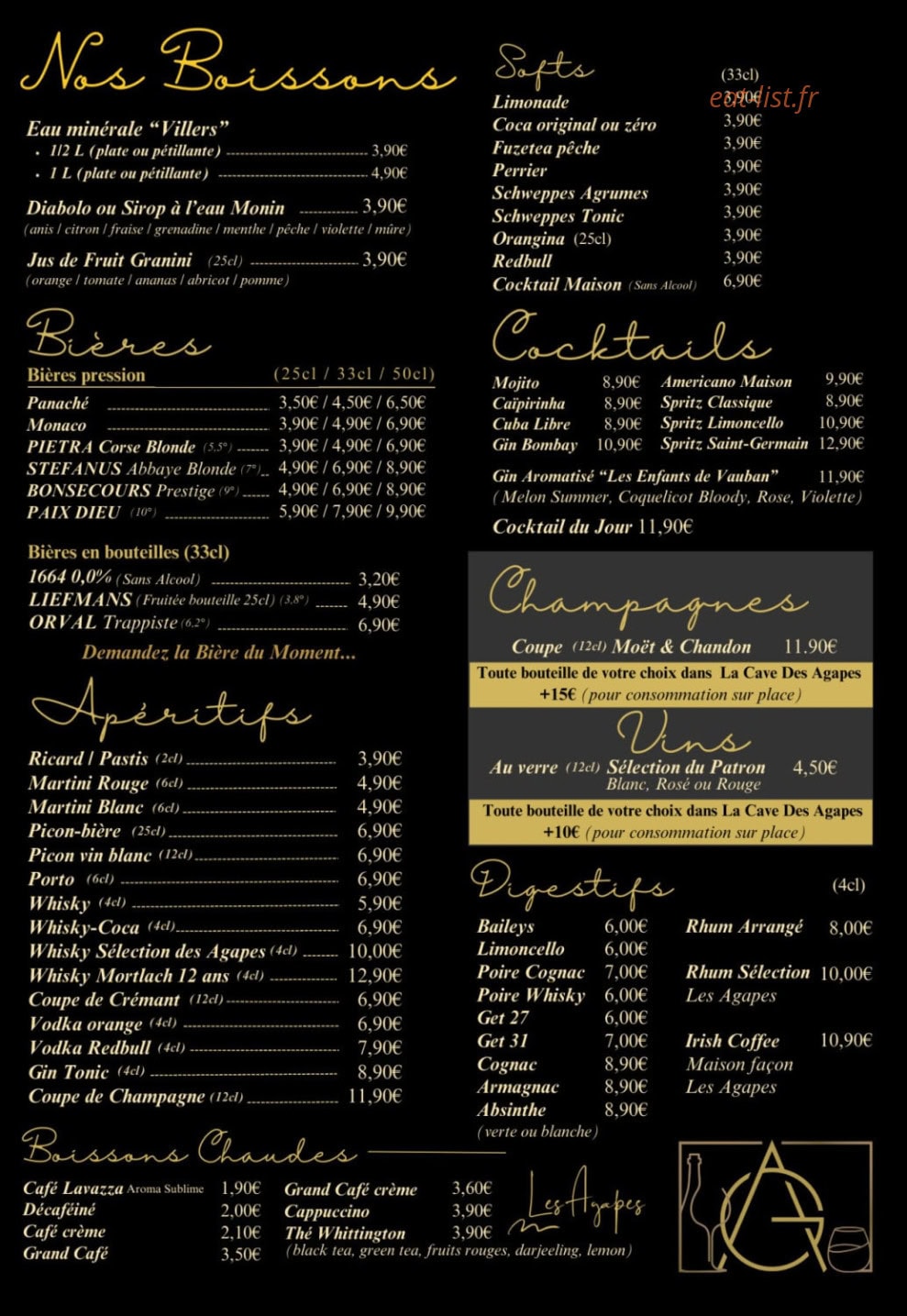 Les Agapes — carte page 2