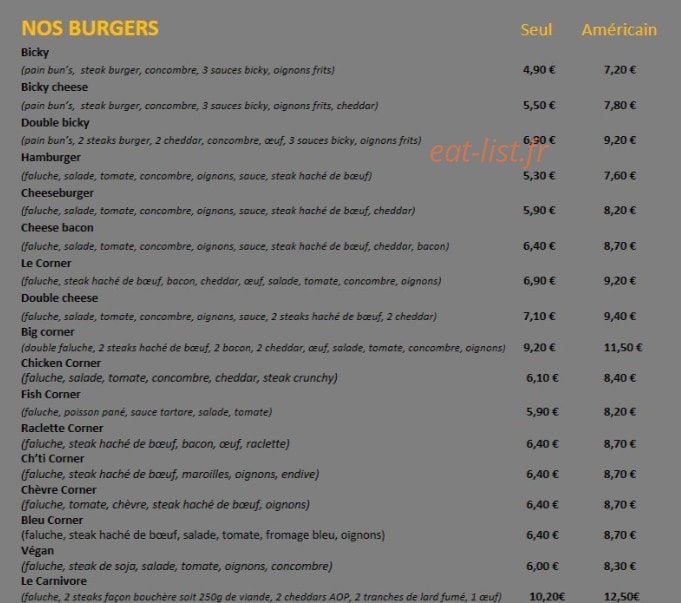 Frites Corner — carte page 2