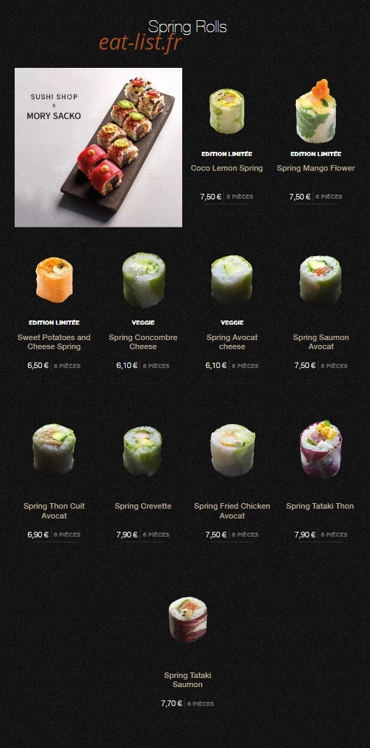 Sushi Shop — carte page 17