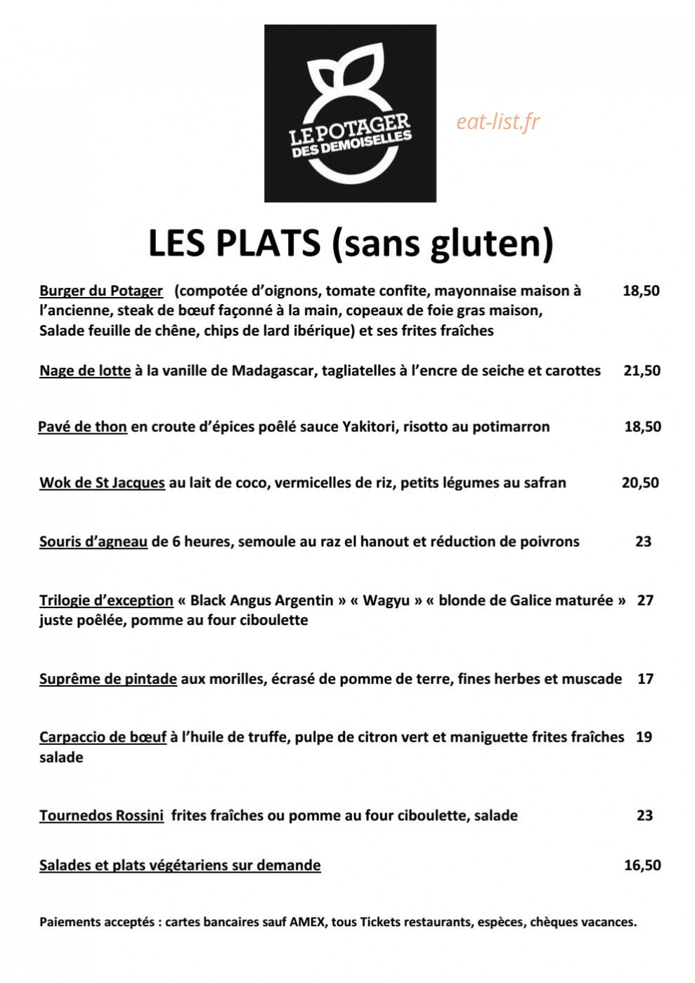 Le Potager des Demoiselles — carte page 1