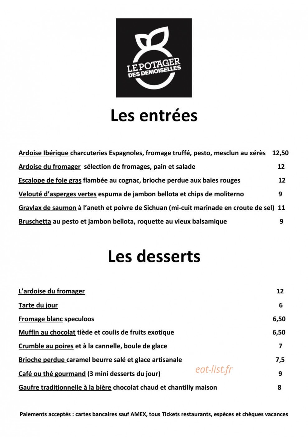 Le Potager des Demoiselles — carte page 2