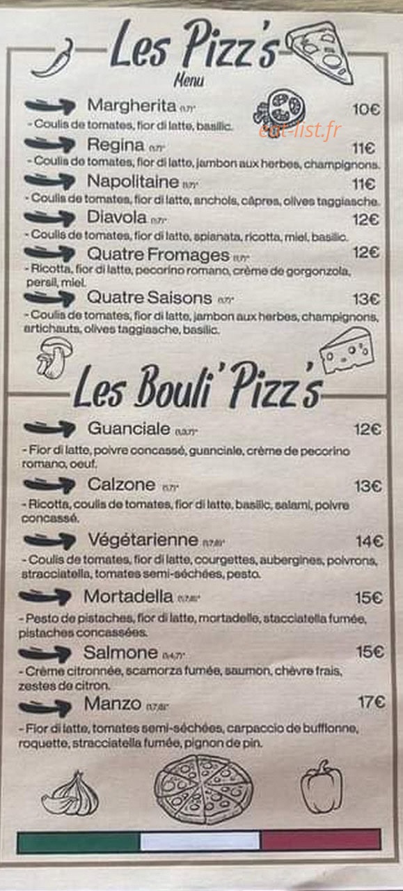 Bouli' Pizz — carte page 2