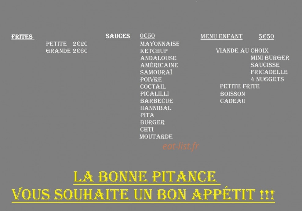 Friterie la bonne pitance — carte page 2