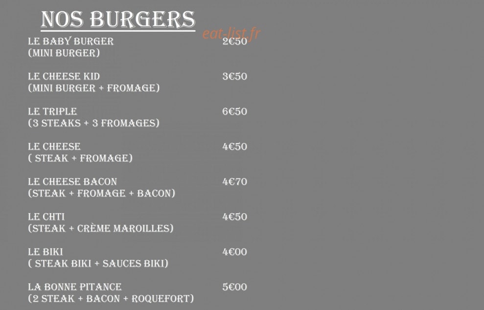 Friterie la bonne pitance — carte page 3