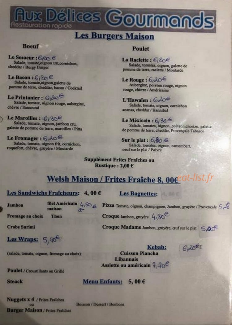 Aux Delices Gourmands — carte page 3