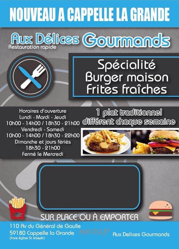 Aux Delices Gourmands — carte page 1
