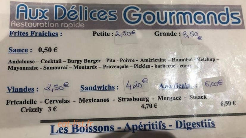 Aux Delices Gourmands — carte page 5