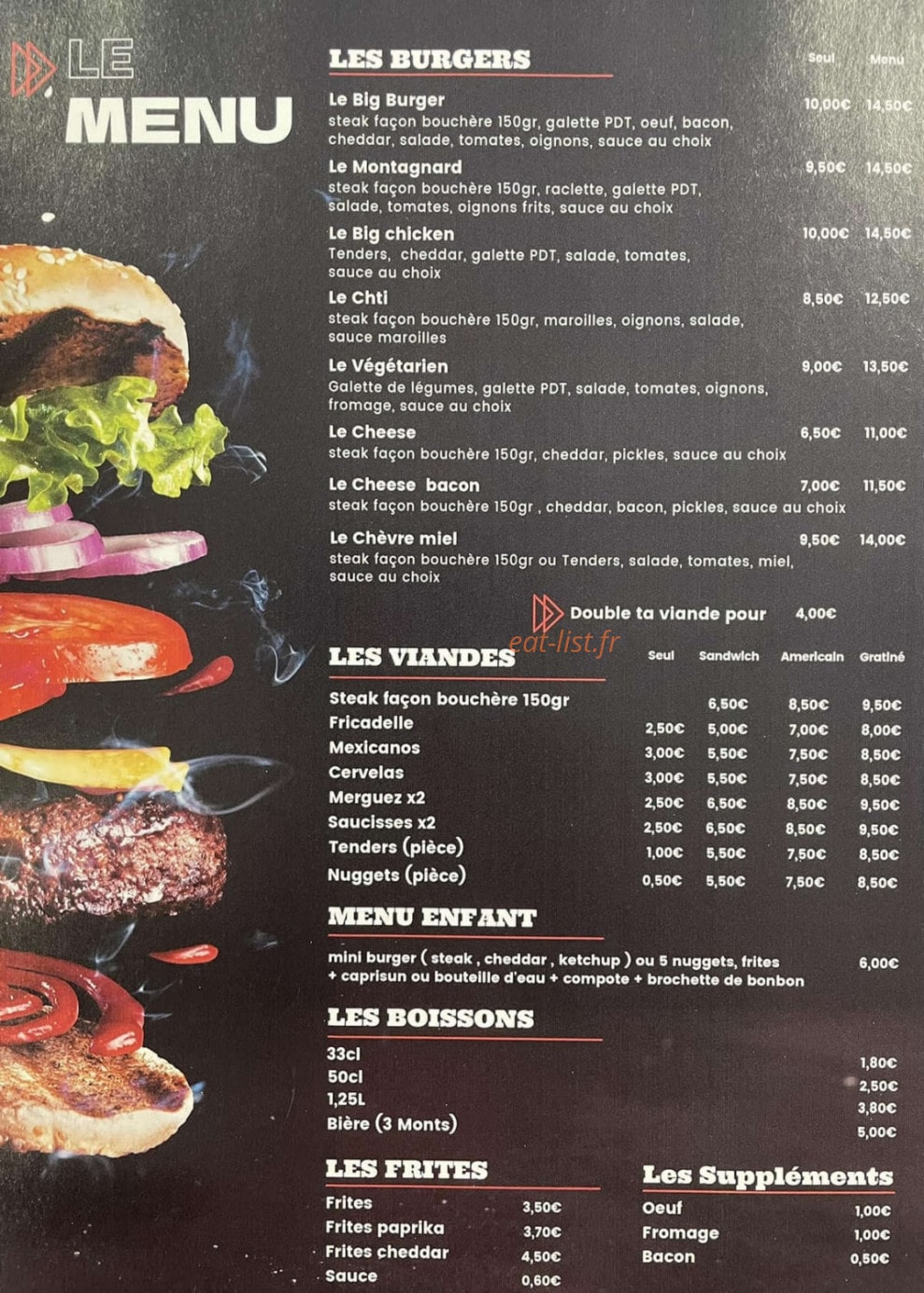 Big Burger — carte page 1