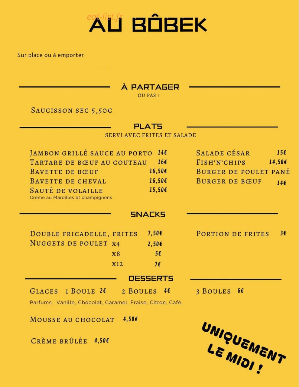 Au Bôbek — carte page 1