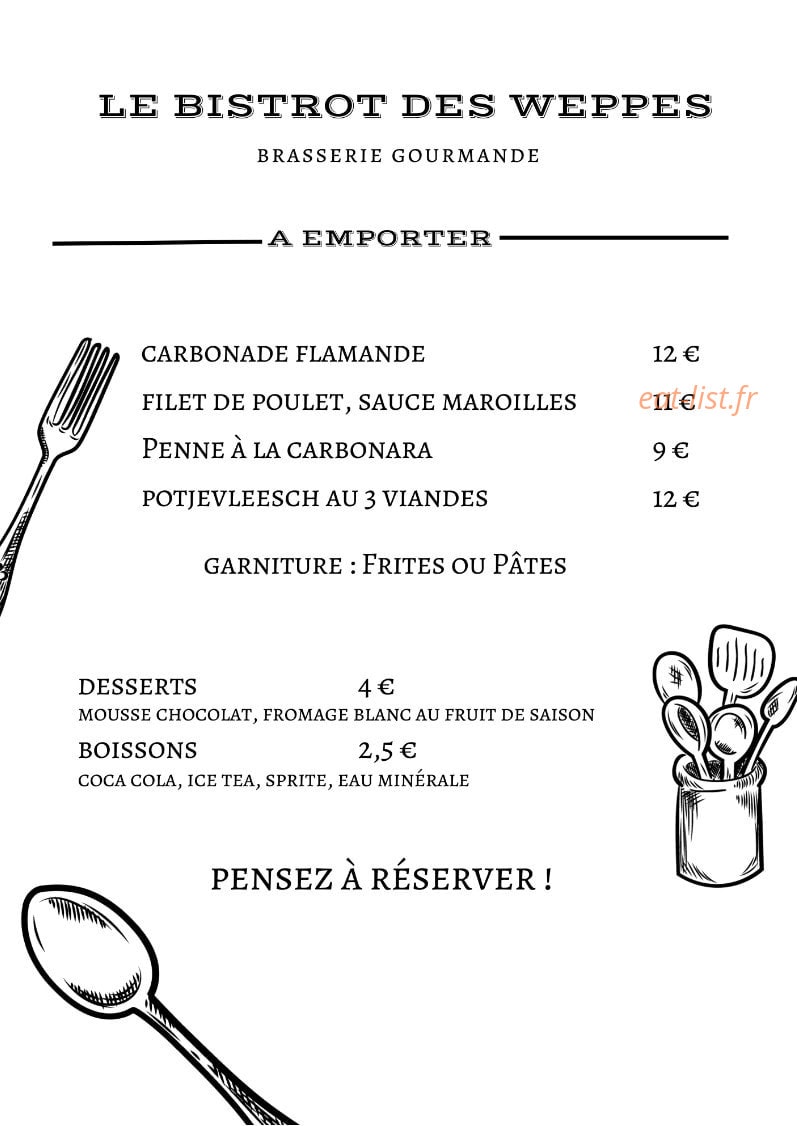 Le Bistrot des Weppes — carte page 2