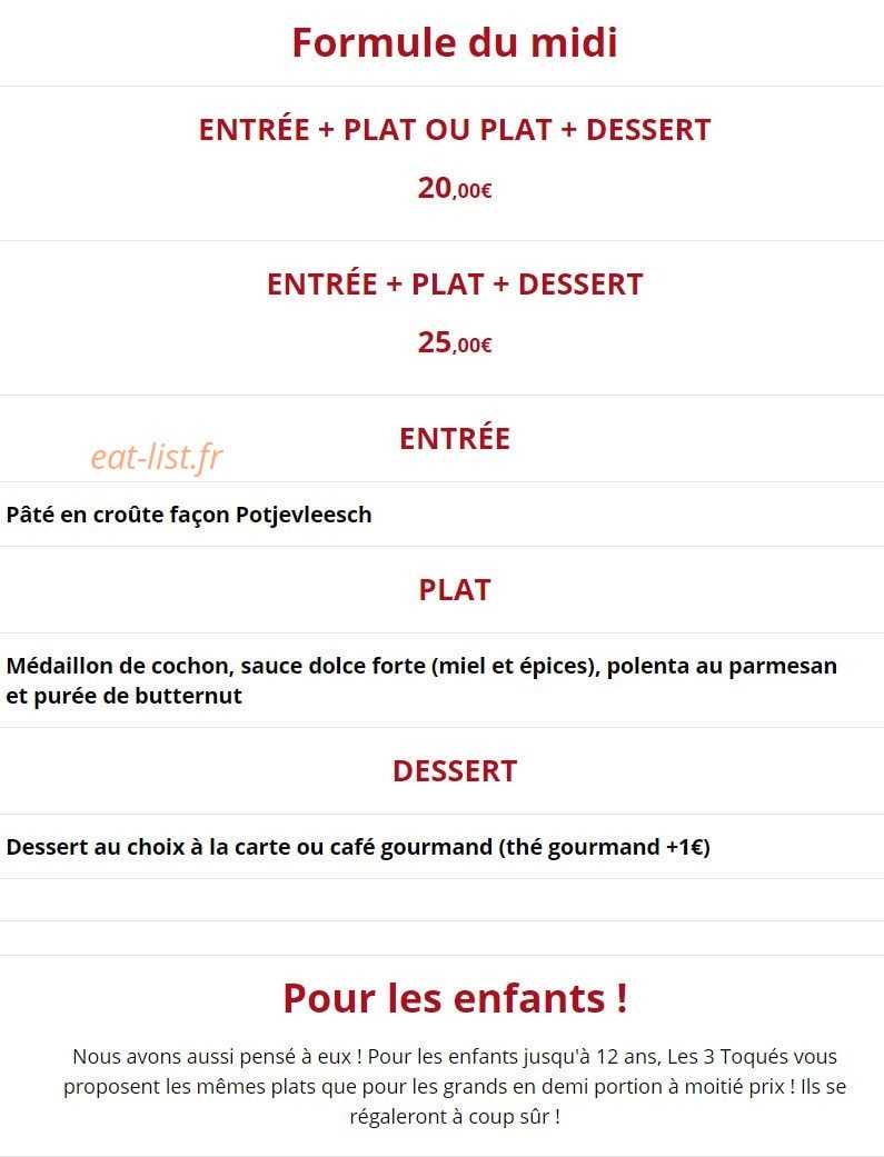 Les 3 Toqués — carte page 2
