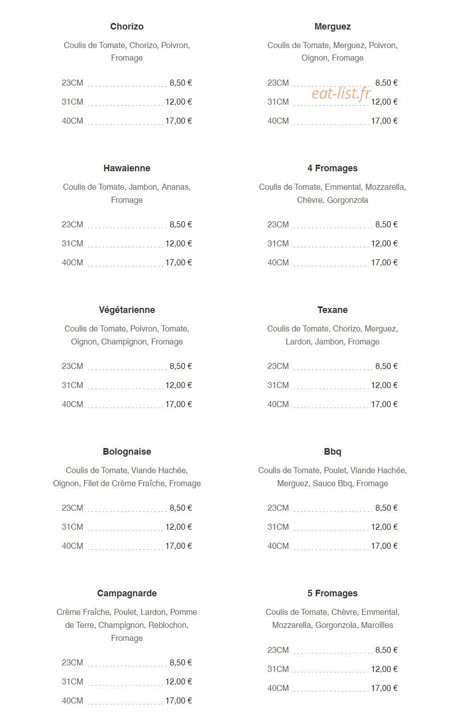 Pizz'Eli — carte page 4