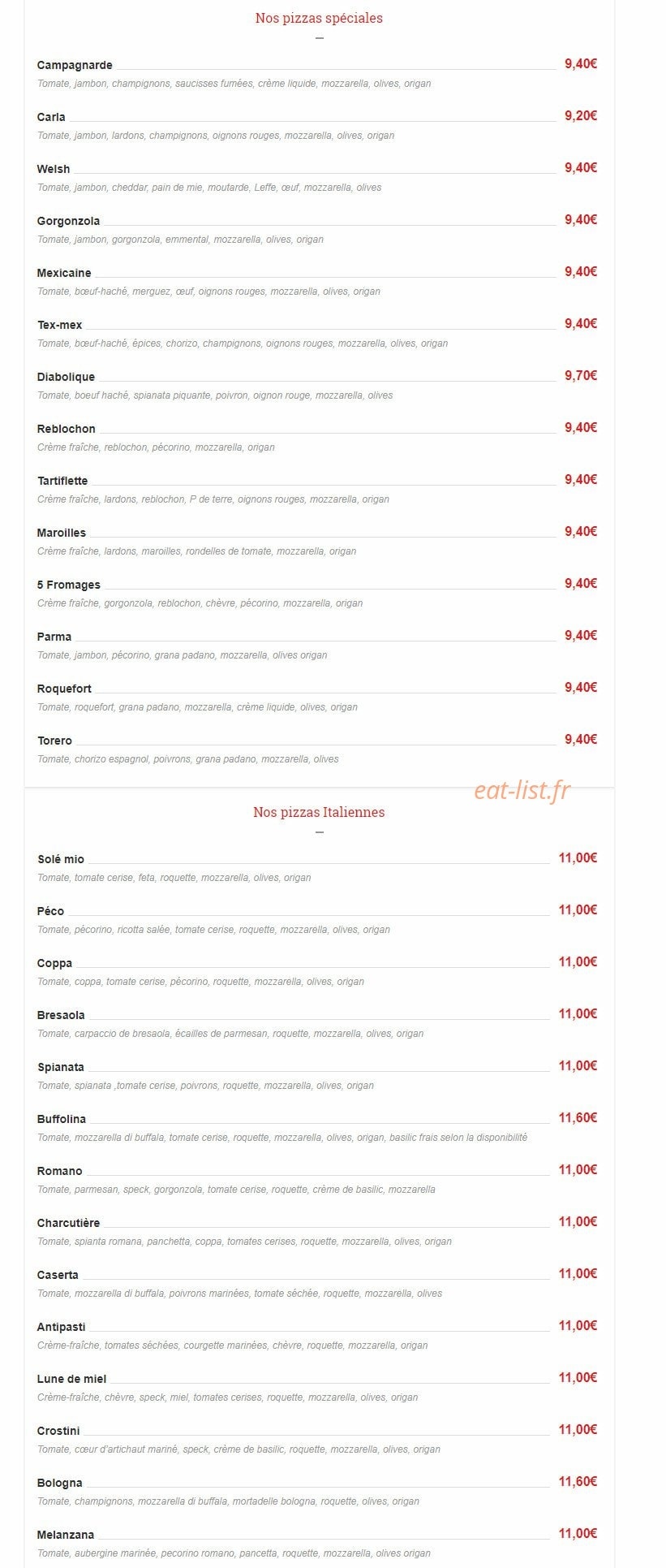 Diablo Pizza — carte page 12