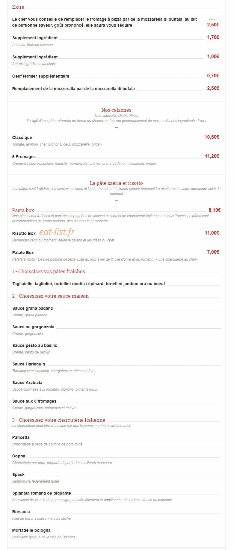 Diablo Pizza — carte page 13
