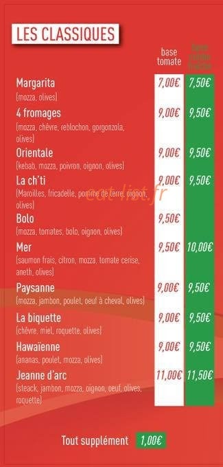 Dolce pizza — carte page 1