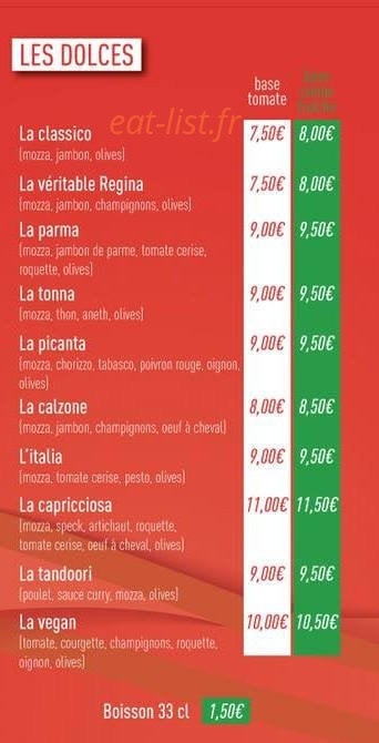Dolce pizza — carte page 2