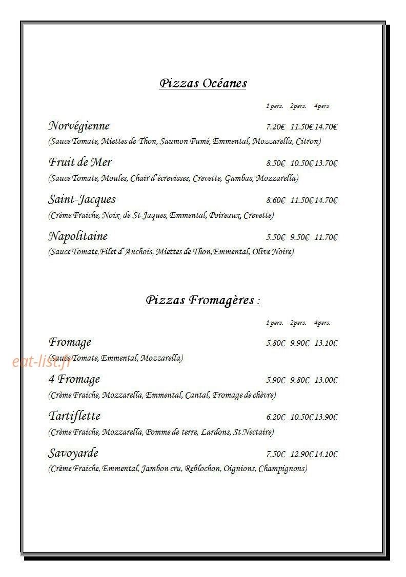 Pizzéria chez Marcello — carte page 2
