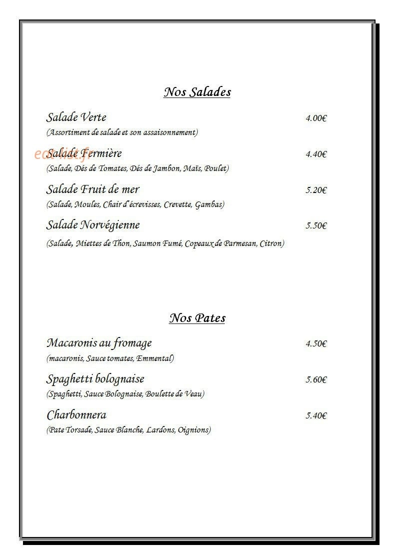 Pizzéria chez Marcello — carte page 3