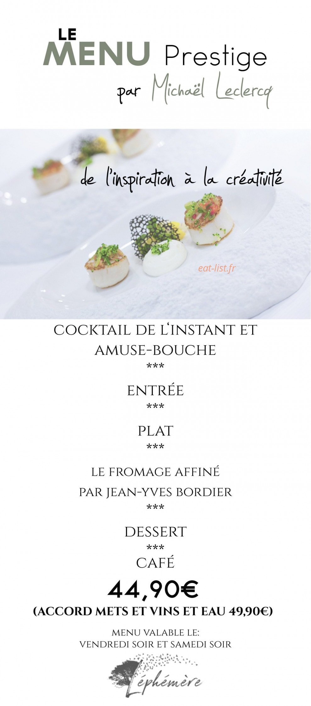 Restaurant L’éphémère — carte page 3