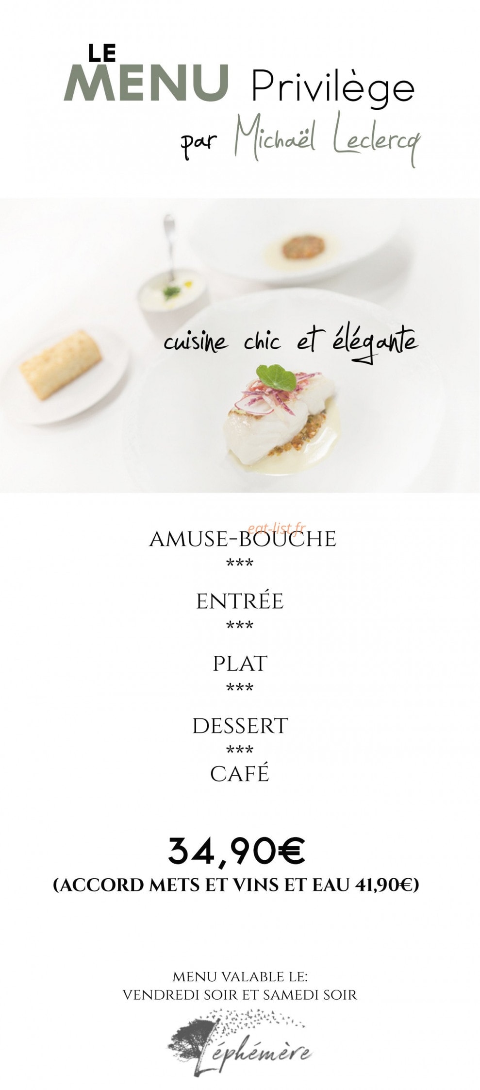 Restaurant L’éphémère — carte page 2