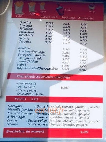 Resto'route Friterie — carte page 1