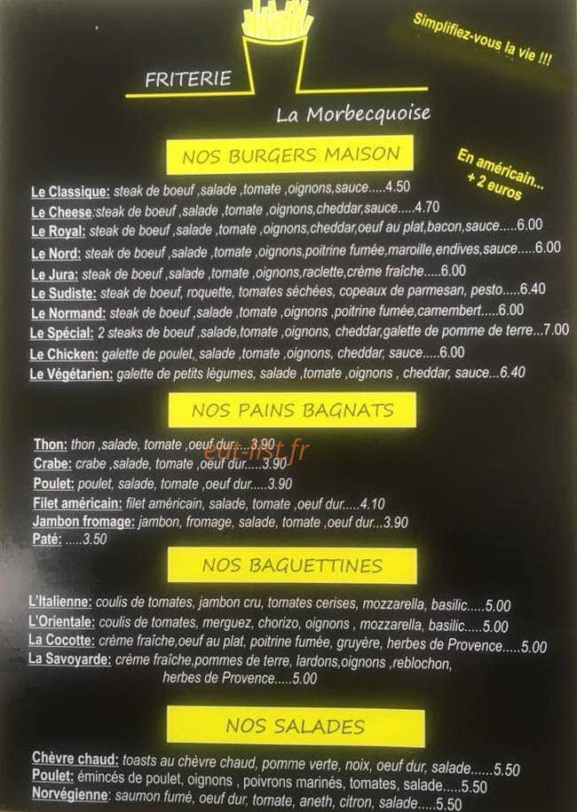 La friterie morbecquoise — carte page 3