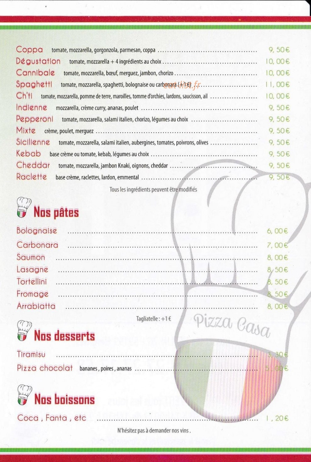 Pizza Casa — carte page 2