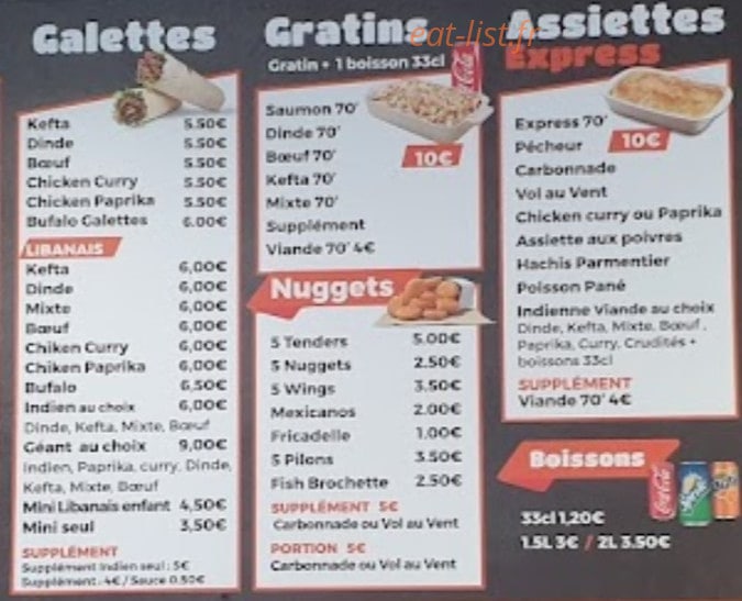 70' Food — carte page 3