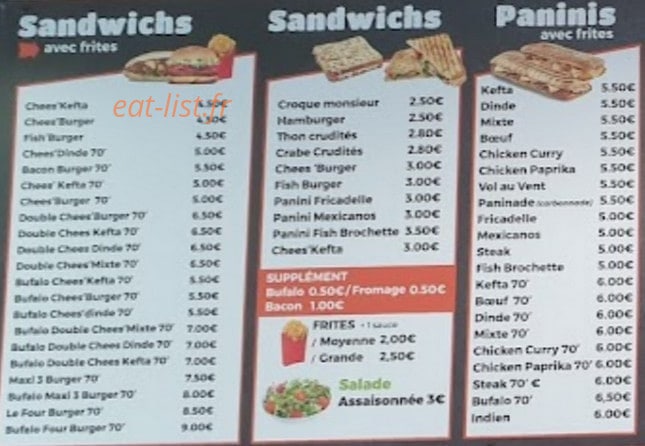 70' Food — carte page 2