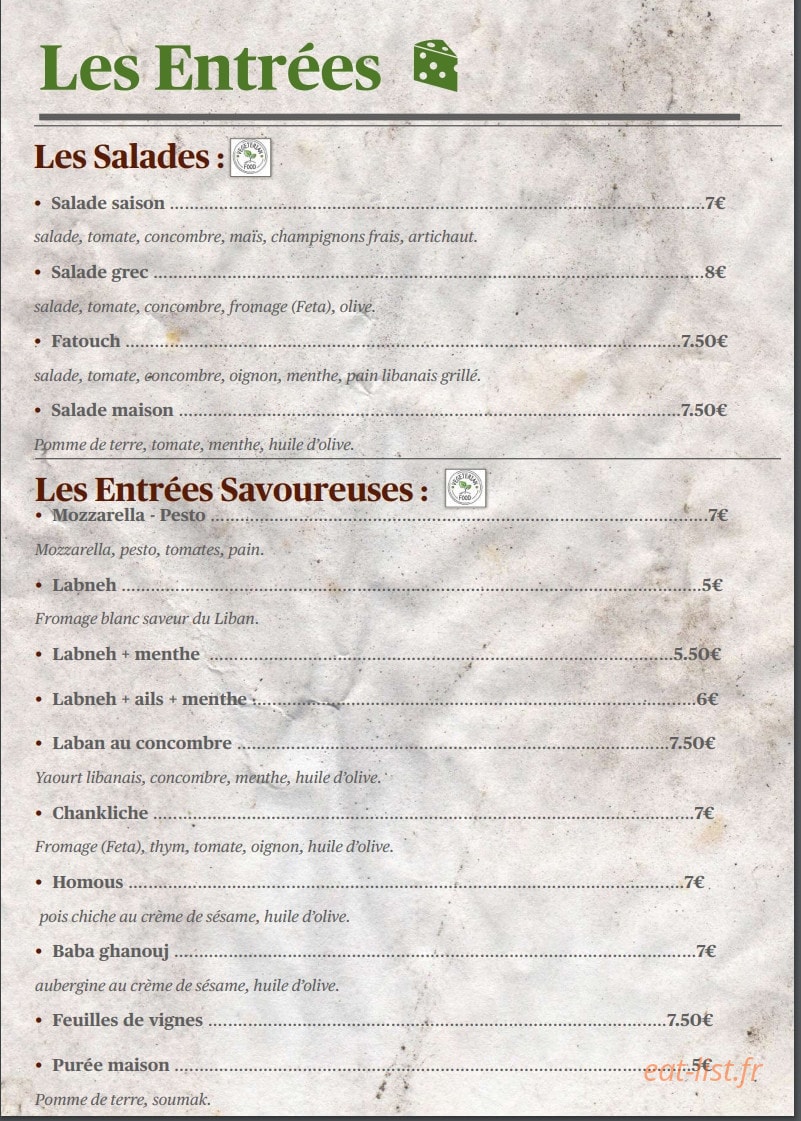Au Feu De Cèdres — carte page 2