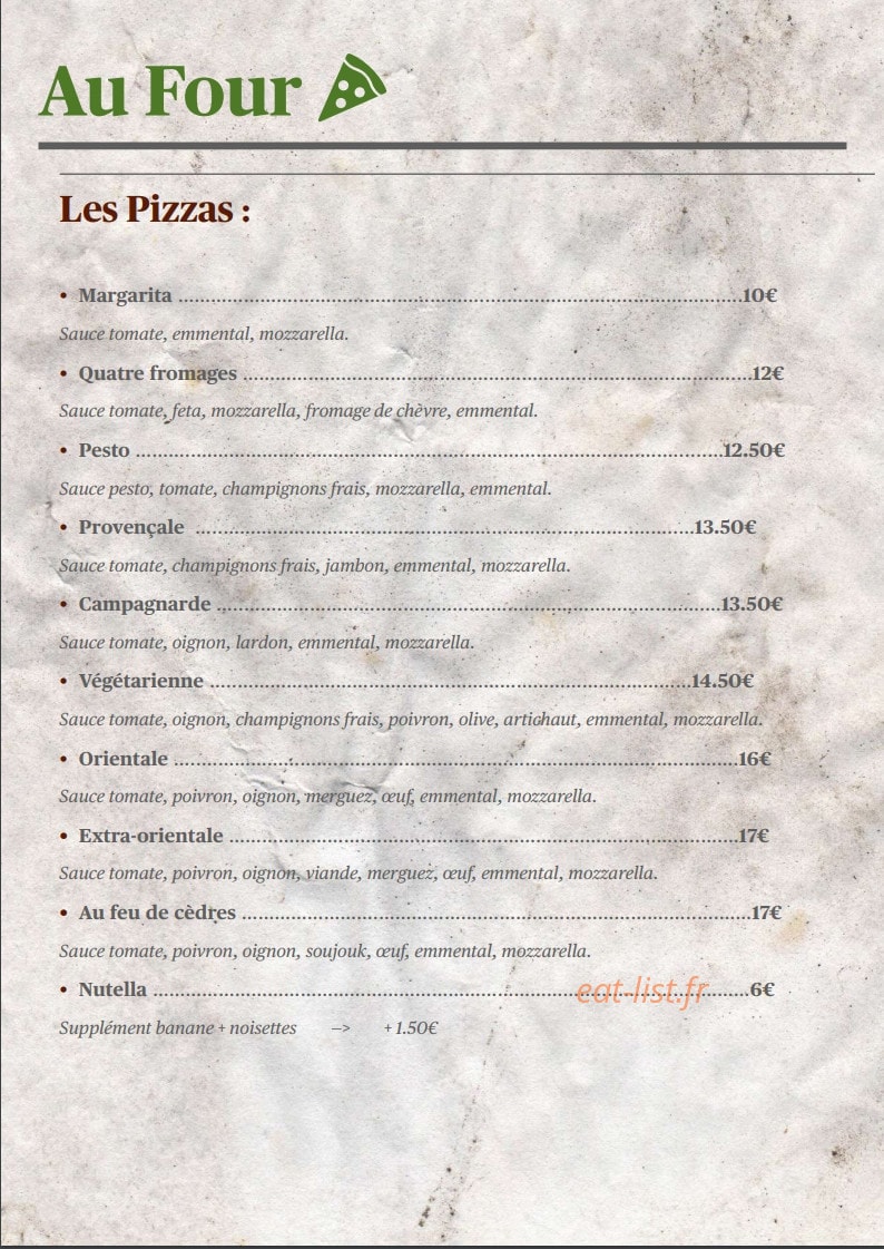 Au Feu De Cèdres — carte page 5