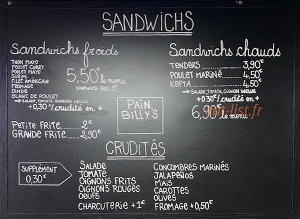 Billy's — carte page 2