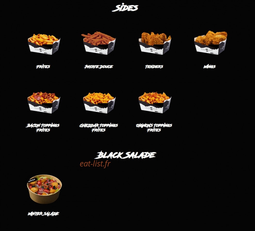 Black and White burger — carte page 3