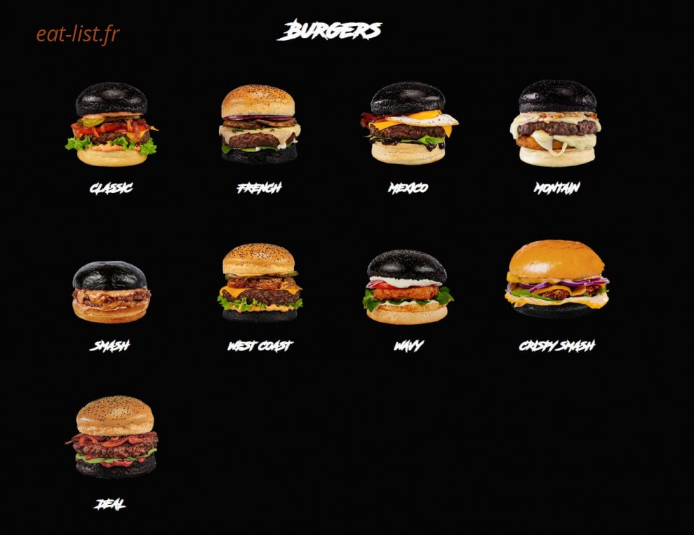 Black and White burger — carte page 1