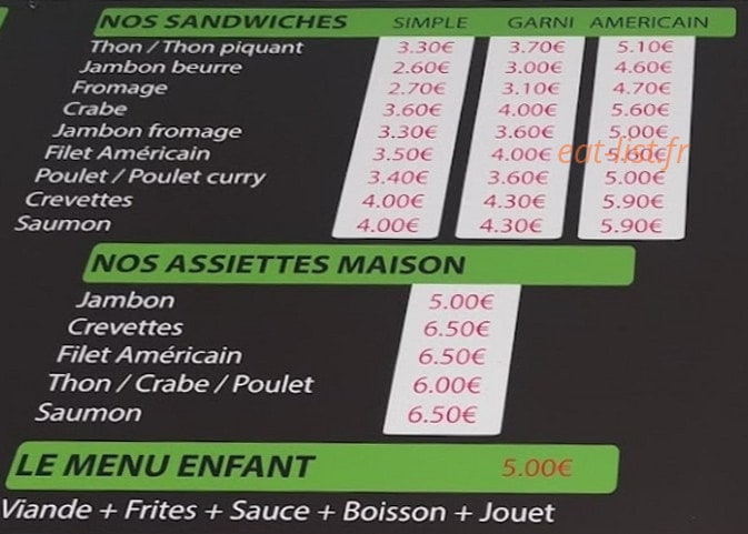 Chez Nat — carte page 1