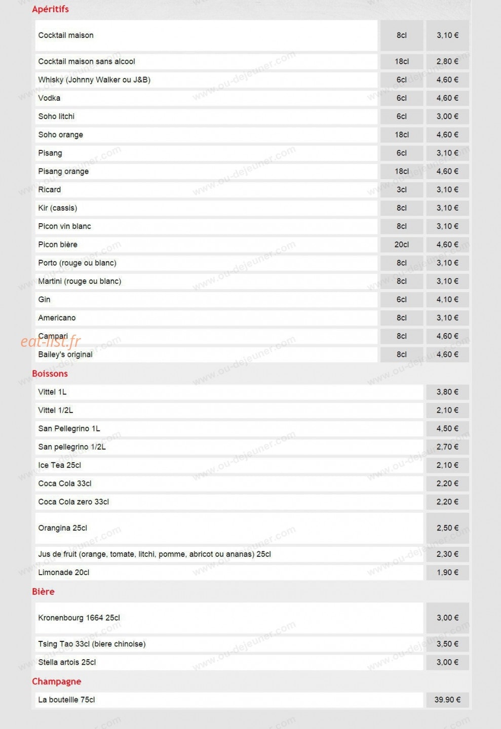 Chez Shao — carte page 2